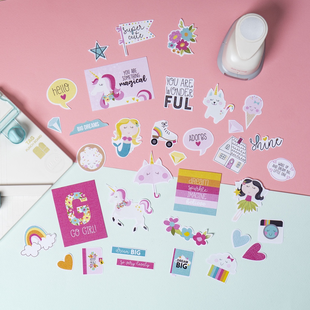 Sticker Unicorn Girl ( không keo) - dùng làm handmade cho thiệp, album, khung hình Scrapbook, hoặc sổ tay planner