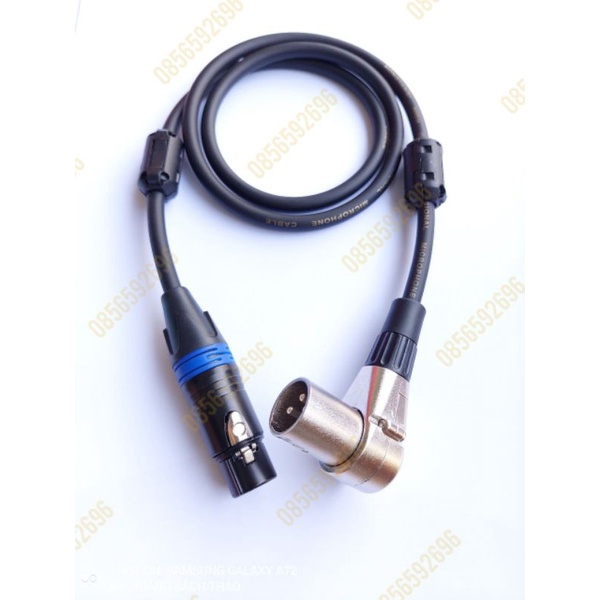 Dây tín hiệu jack cắm canon âm thẳng chân vàng-jack cắm canon dương cong xoay