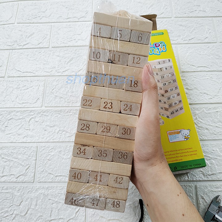 Bộ đồ chơi rút gỗ cỡ lớn 54 miếng có 4 cục xúc sắc  - size lớn