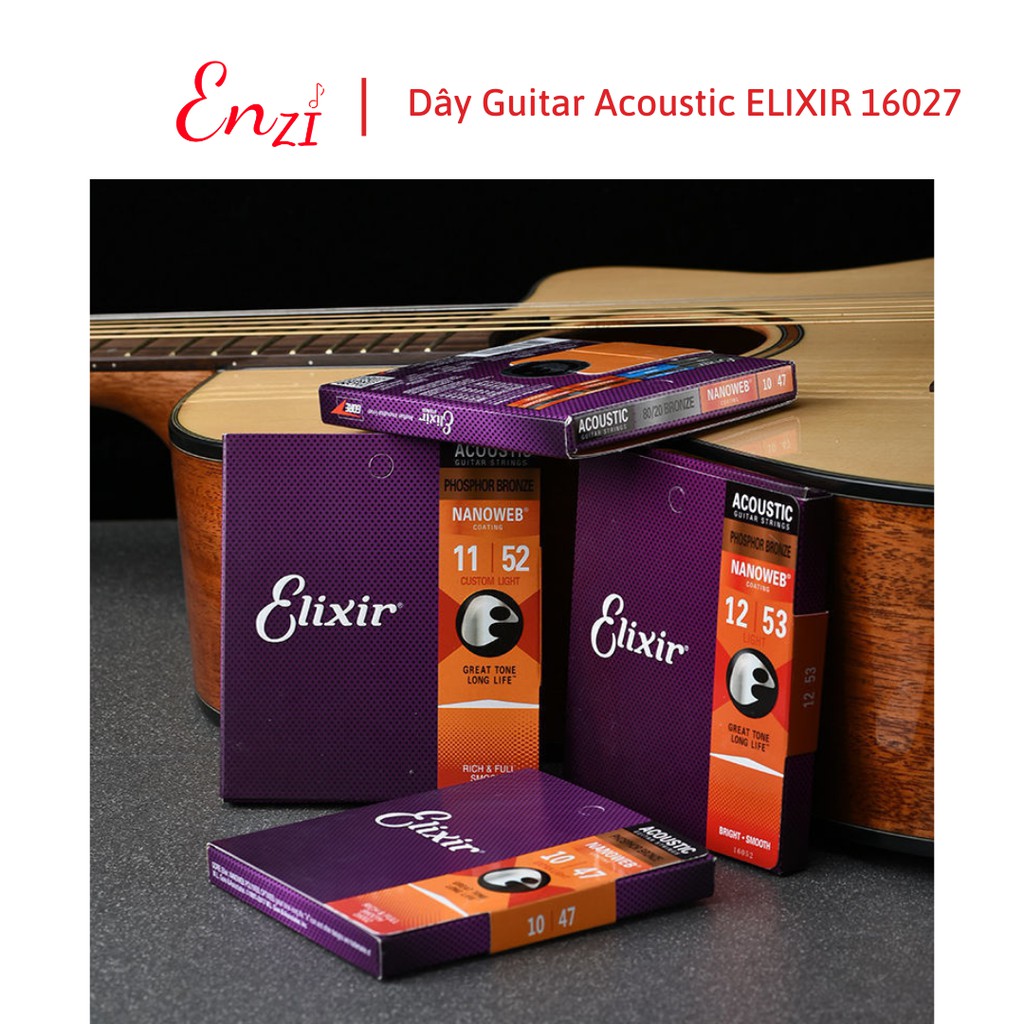 Dây đàn guitar acoustic Elixir (Nanoweb) size 11 chất lượng