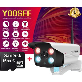 Camera wifi Yoosee ngoài trời chống nước 2.0 có mic thu âm+Tặng thẻ nhớ 16G chính hãng chuyên dụng cho camera