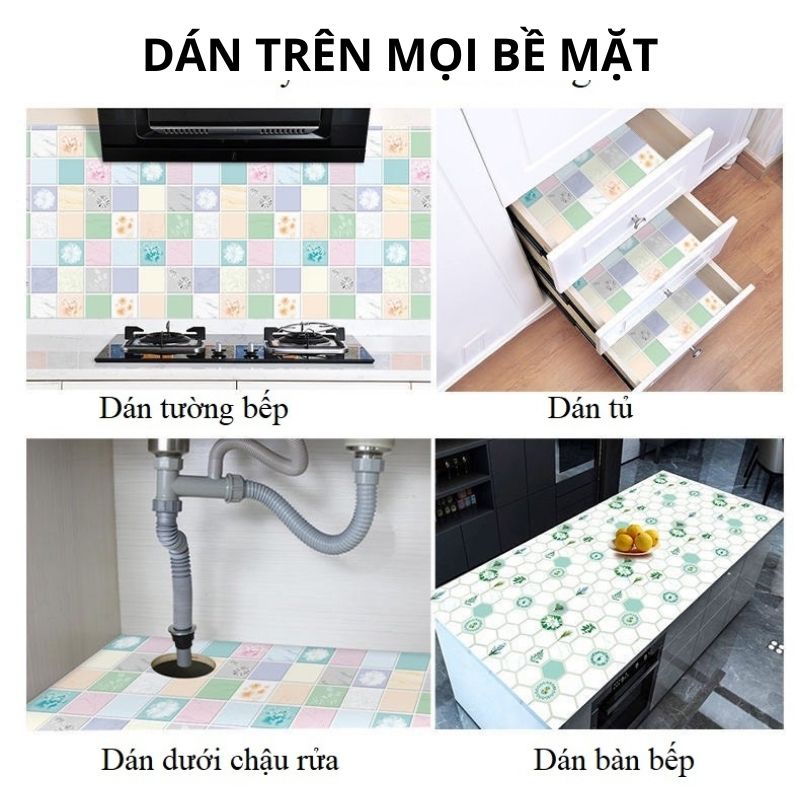 [Mã LIFEHL02 hoàn 10% xu đơn 50K] Giấy dán tường bếp chống dầu mỡ miếng decal dán bếp tráng nhôm cách nhiệt khổ 3m