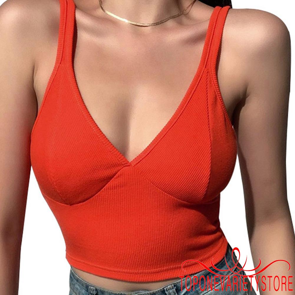 Áo Croptop Không Tay Cổ Chữ V Gợi Cảm Dành Cho Nữ