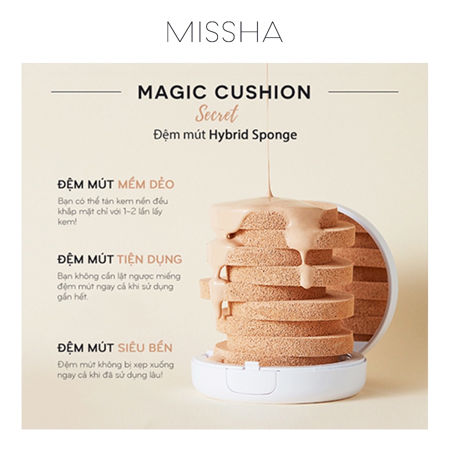 Phấn Nước Che Phủ Hoàn Kiềm Dầu Missha M Magic Cushion Cover Lasting SPF50+/PA+++ 15g