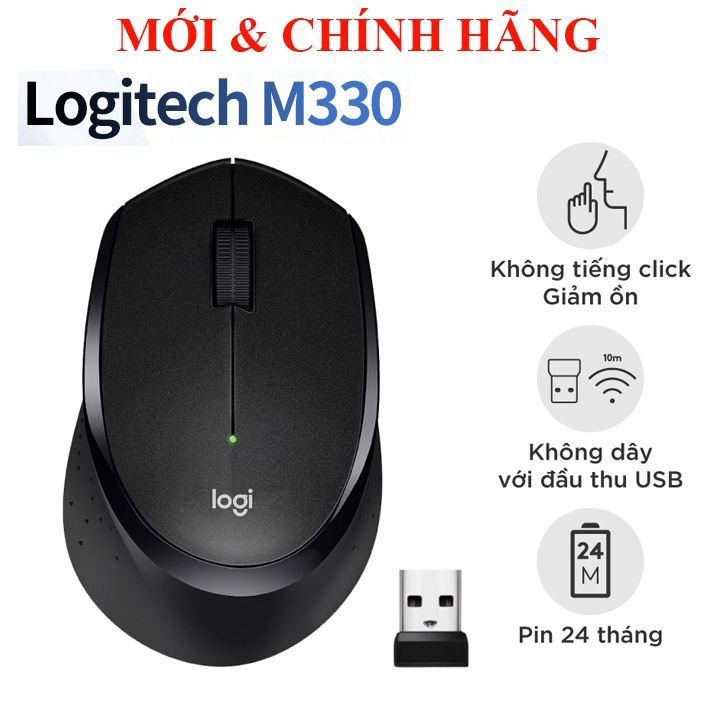 Chuột không dây Logitech M330, M220 (Model 2021) Silent giảm 90% tiếng ồn