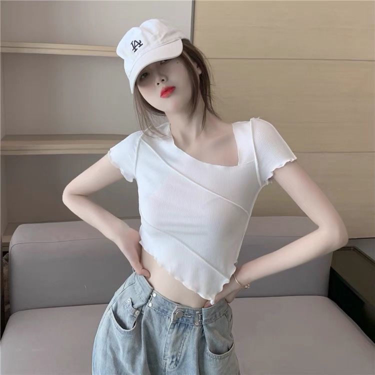 Áo Croptop Cổ Tròn Thời Trang Mùa Hè Dành Cho Nữ