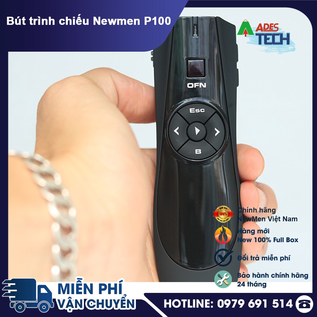 Bút trình chiếu Newmen P100 - Công nghệ không dây hồng ngoại - Bảo hành chính hãng 12 tháng