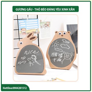 Gương gỗ Hàn Quốc tặng kèm bút vẽ - Gương để bàn trang điểm - Đồ decor vintage - summernature182