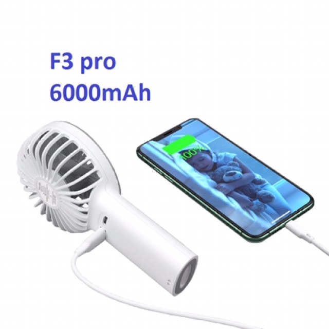 (32h) Sỉ Quạt tích điện Yoobao 6000mah F03 Pro chạy liên tục 32h kiêm sạc dự phòng sạc 2-3 lần điện thoại