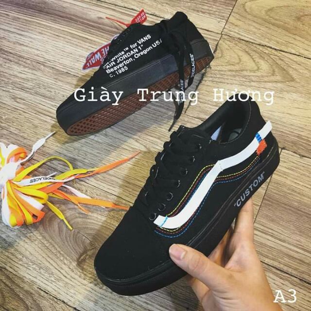 vans custom x off white sẵn đen size 43 chân 42 vẫn vừa