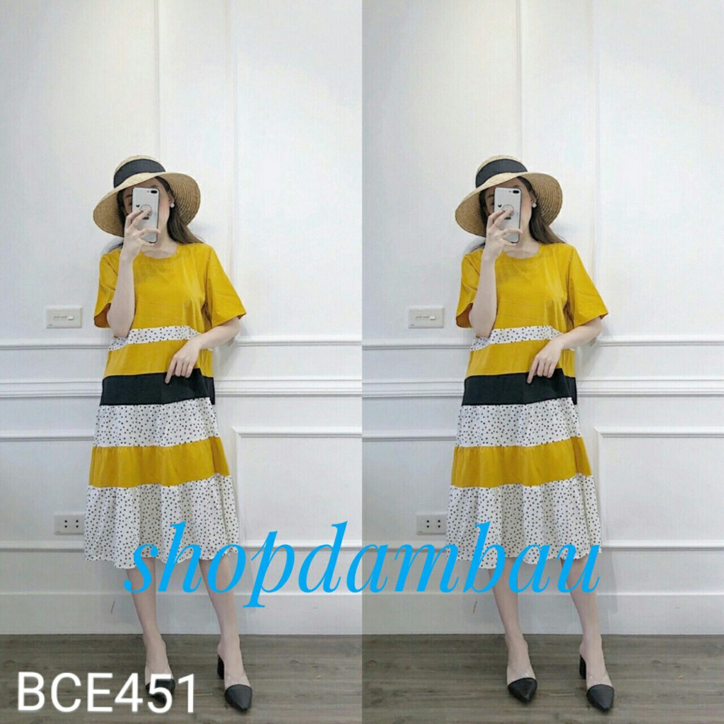 Váy bầu BCE2273 A chất cotton dáng suông dài