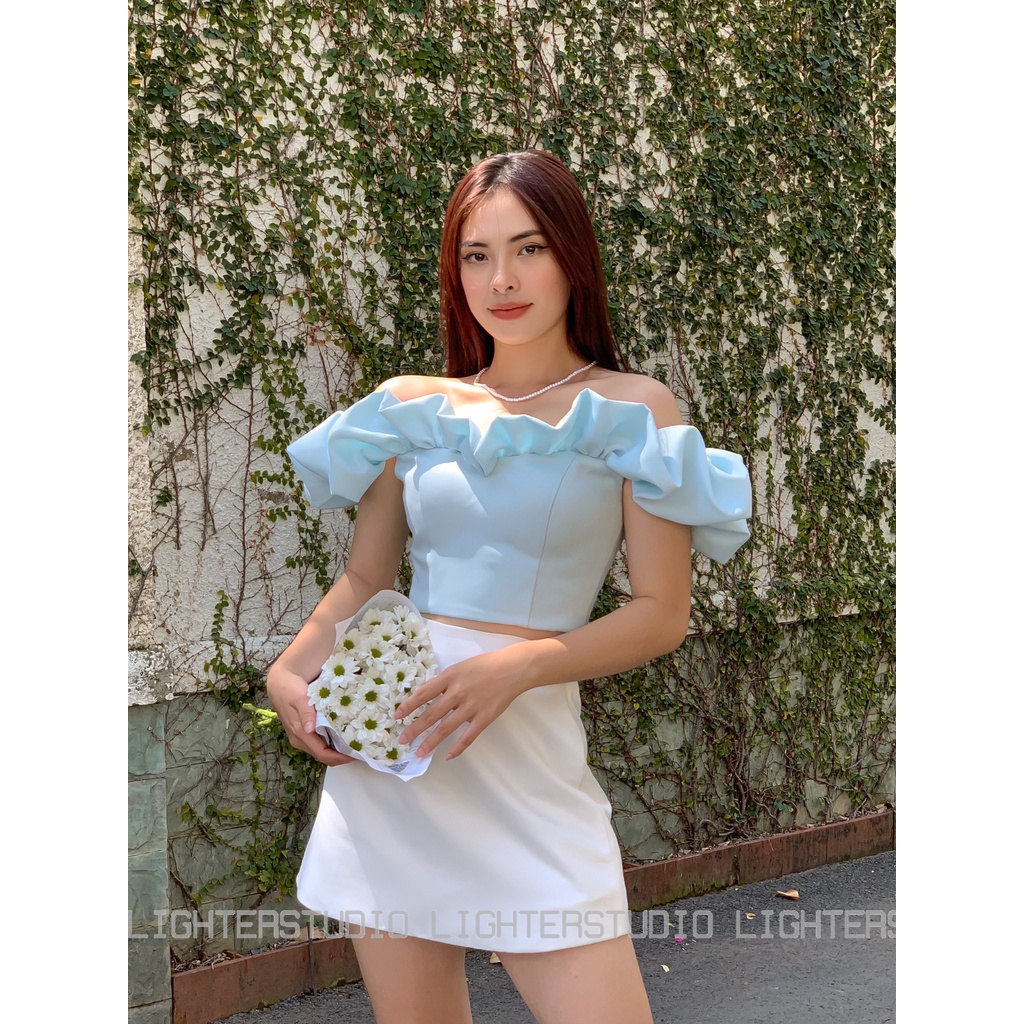 Áo croptop nữ LIGHTER STUDIO LILA TOP croptop ôm trễ vai sexy thích hợp mặc hàng ngày, đi tiệc