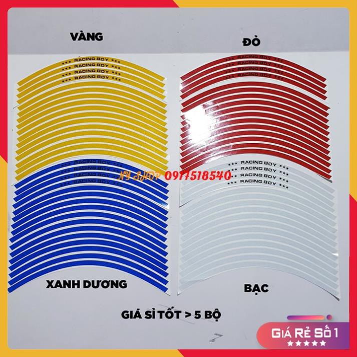 🔥 DECAL RACING PHẢN QUANG DÁN VÀNH RCB (TEM CHỈ VÀNH 1 BỘ ĐỦ DÁN 2 BÁNH) 🔥