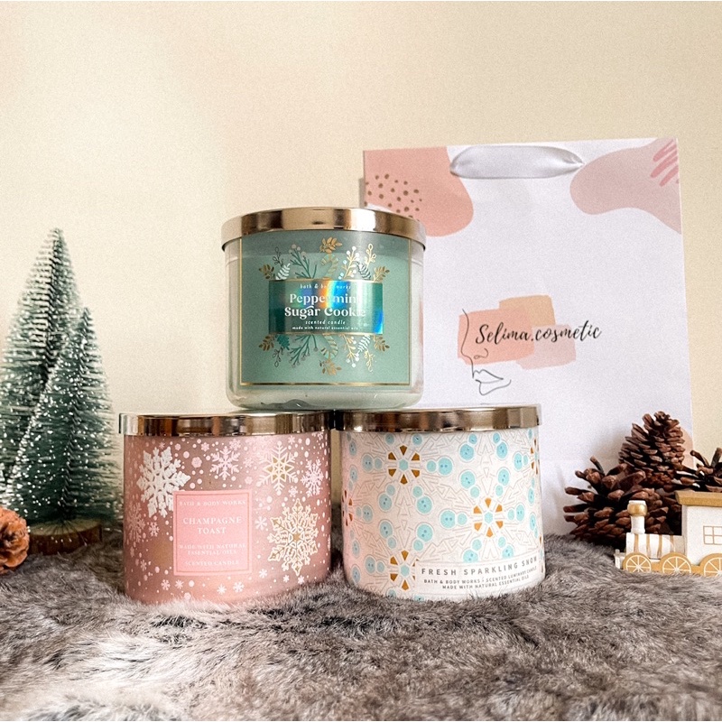 Nến thơm 3 bấc Bath&amp; body works - PHIÊN BẢN MỚI NHẤT NOEL 2021