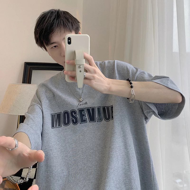 Áo Thun Tay Ngắn Cổ Tròn Dáng Rộng In Chữ Thời Trang Mùa Hè Cho Nam Giới [M-8XL]