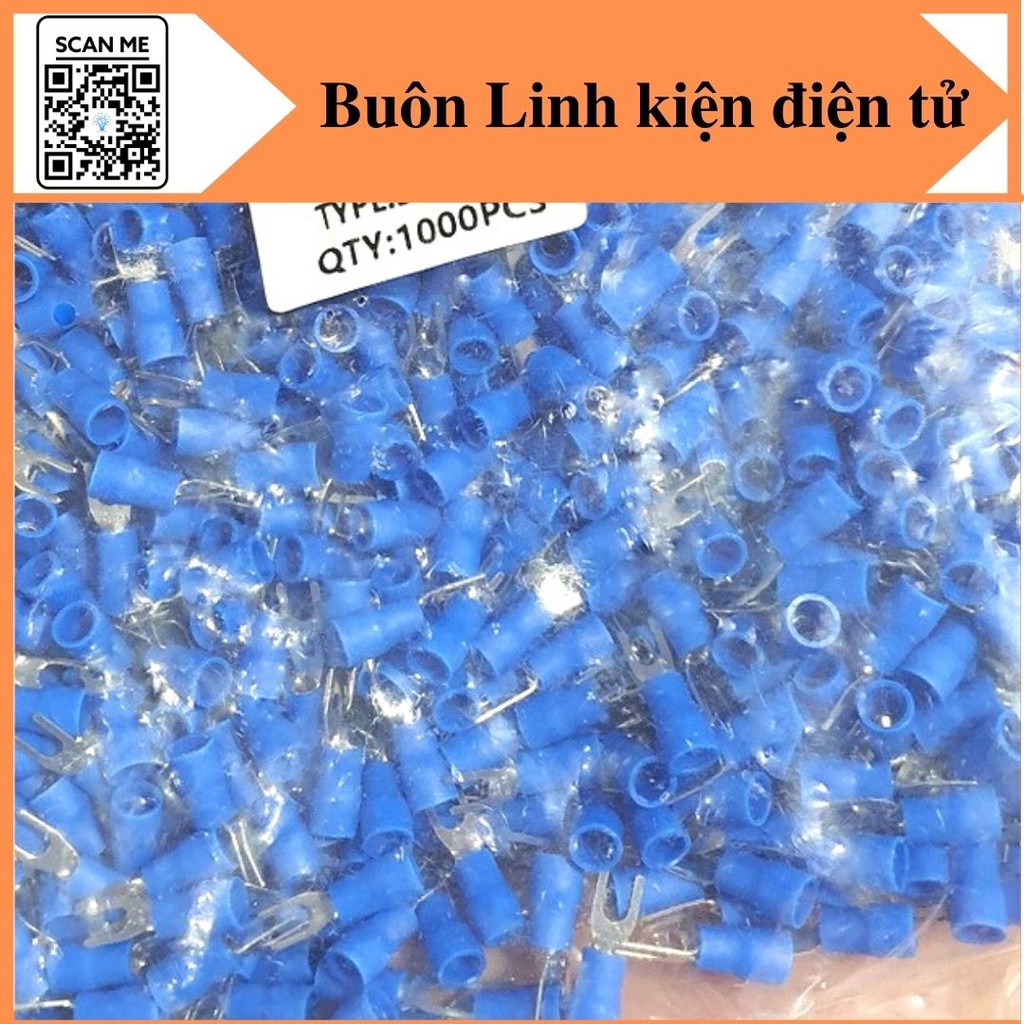 Đầu cos chữ y 2-4, loại trần, bọc nhựa bấm dây 1.5~2.5 mm, cos chỉa
