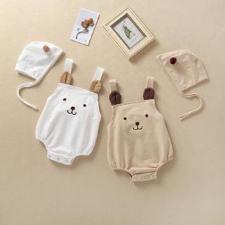 Set jumpsuit in hình gấu kèm mũ thời trang dễ thương cho bé