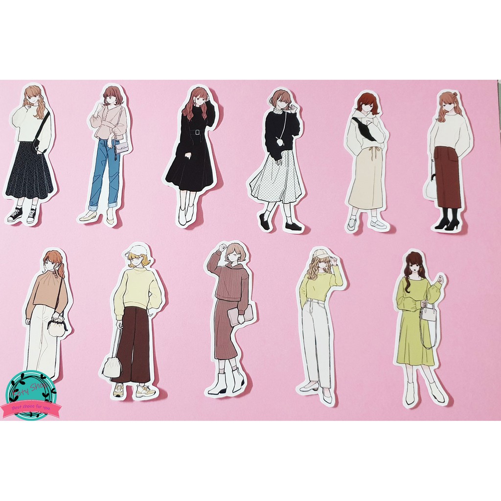 [ẢNH THẬT] Set 37 sticker Ulzzang girl - Những cô gái với phong cách thời trang Hàn Quốc