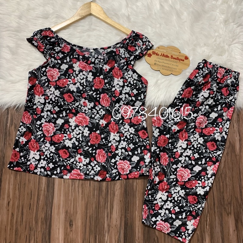 Đồ bộ trung niên mặc nhà thun ati lửng tay dún sát nách