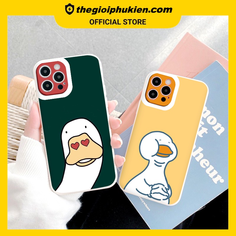 Ốp iphone - Ốp lưng iphone cạnh vuông viền camera Vịt hài hước dành cho ip 6 đến 14promax - ng178