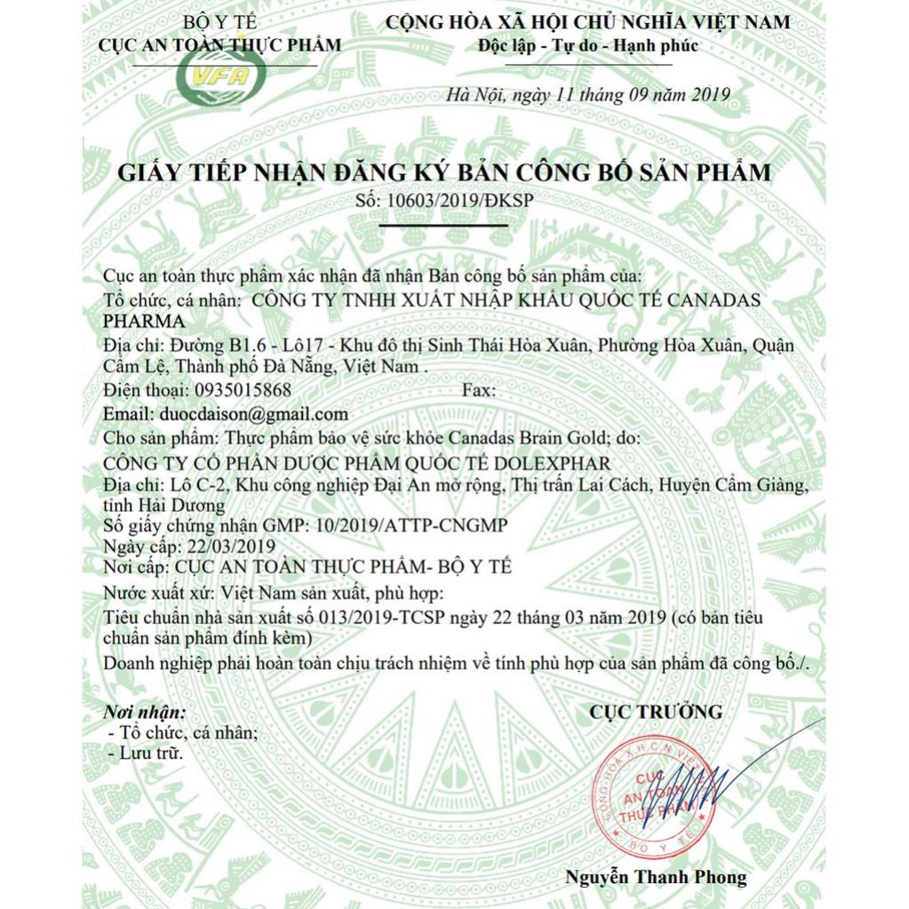 Canadas Brain Gold - hỗ trợ tuần hoàn và lưu thông máu não (Hộp 10 vỉ x 10 viên)