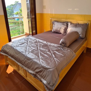Bộ chăn drap phi lụa cao cấp 5 món 1.6mx2m/1.8mx2m-pl11