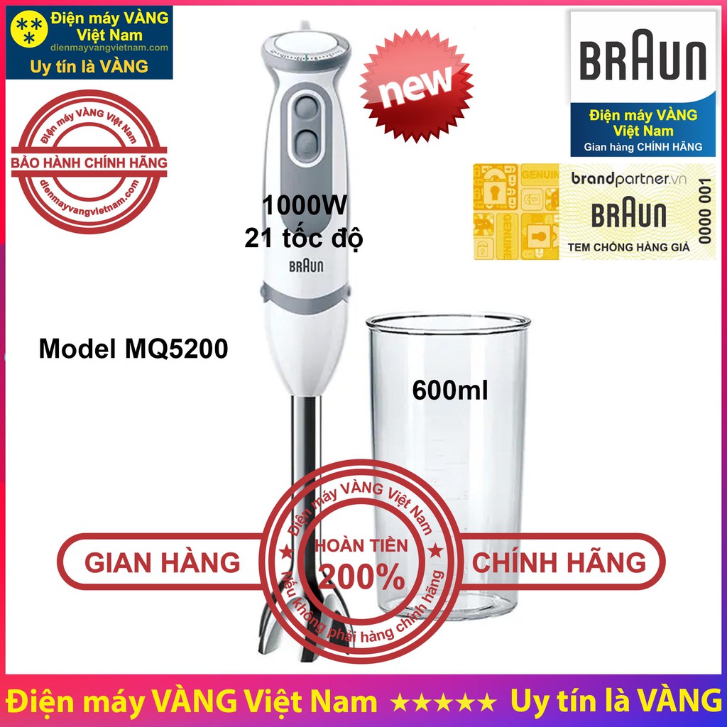 Máy xay cầm tay Braun MQ5200 MQ5235 MQ5245 Thay thế Model MQ5000 MQ5035 MQ5045 - Hàng chính hãng