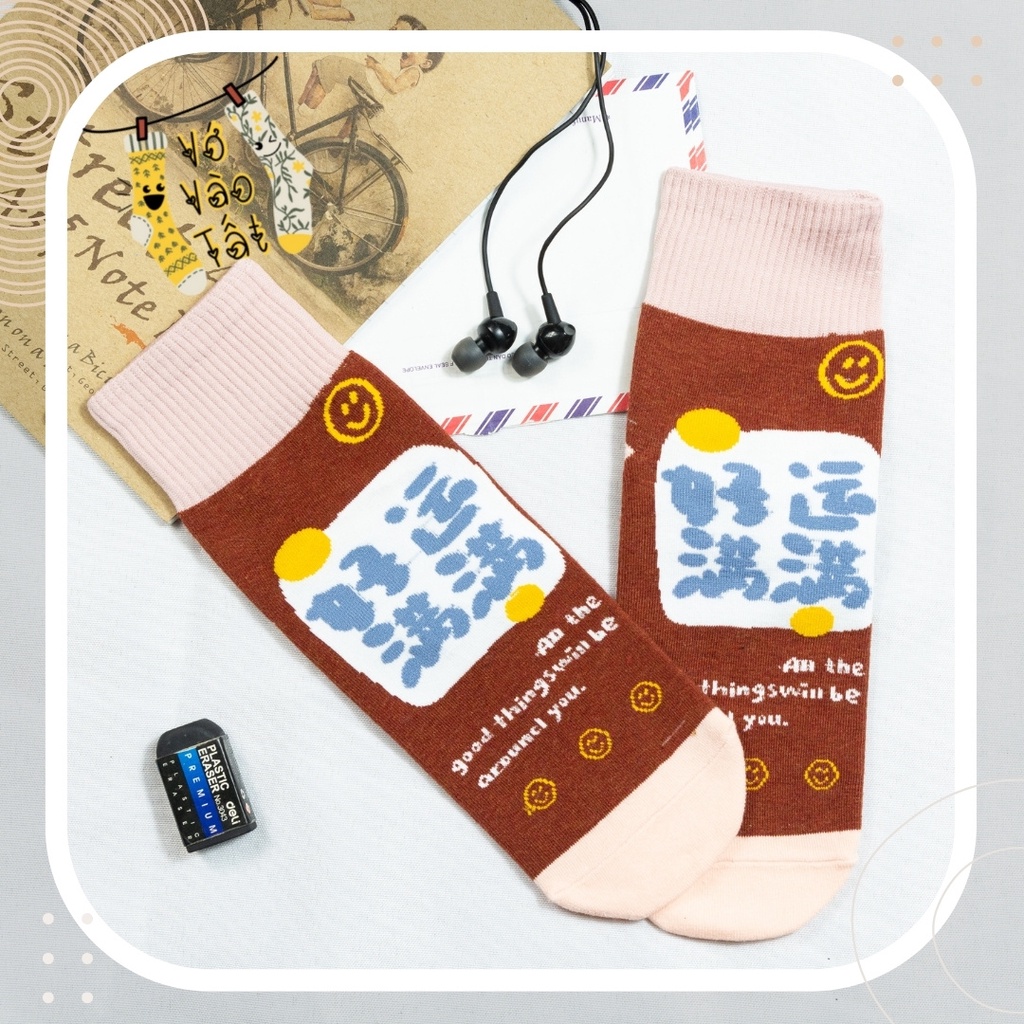 TẤT VỚ CỔ CAO HỌA TIẾT HOẠT HÌNH ĂN MÌ ĐỘC LẠ