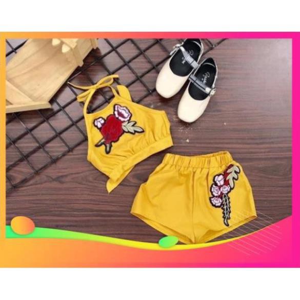 Shop Happy KIDS Quần áo sale sốc- Đồ bộ cho bé gái mặt đi biển, đi chơi- hình thêu chi tiết, hàng bán shop