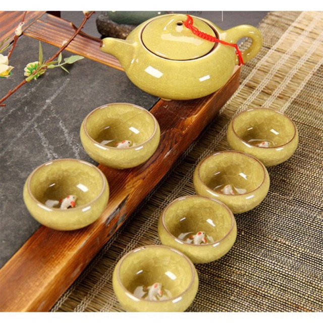 BỘ ẤM CHÉN HÌNH CÁ 3D