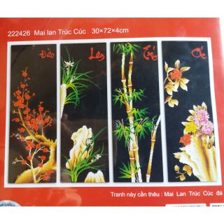 Tranh thêu chữ thập tứ quý Đào lan trúc cúc 222426