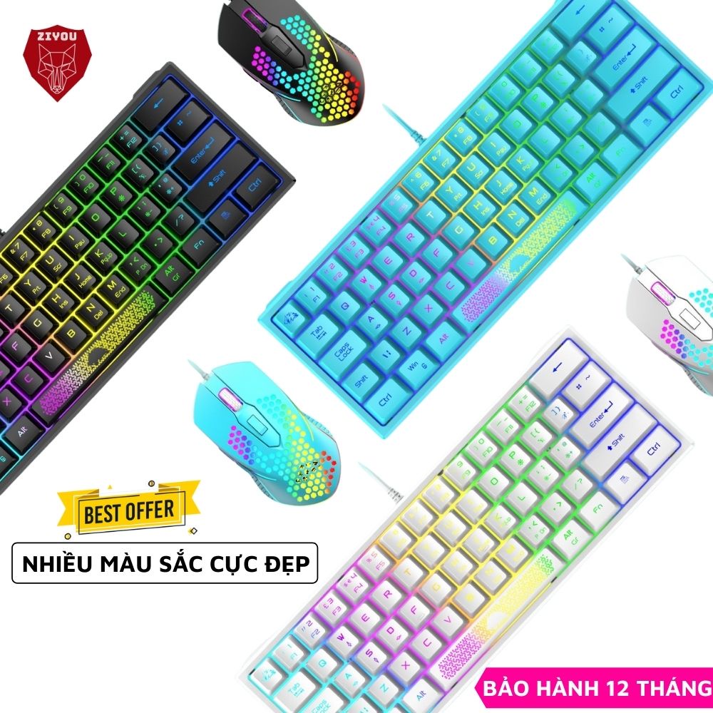 Bàn Phím LED RGB Ziyou K61 Thiết Kế Nhỏ Gọn, 10 Chế Độ LED Cực Đẹp, Tương Thích Với Các Dòng Máy Tính, Laptop, pc