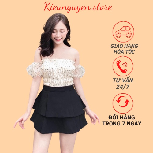 Chân váy 2 tầng nữ xinh dáng chữ a xòe ngắn lưng cao đẹp cá tính kiểu Hàn Quốc