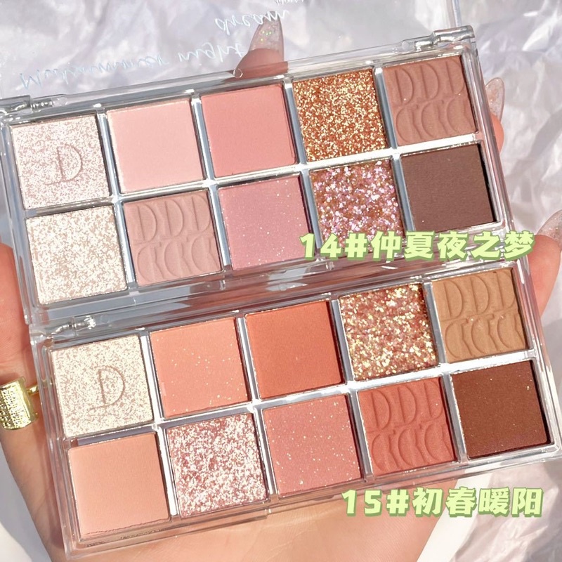 Bảng mắt 10 ô Dikalu tông hồng cam dễ dùng nhẹ nhàng