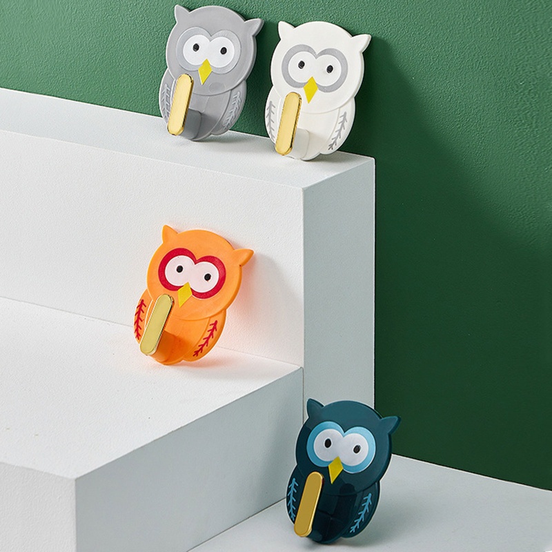 Set 4 Móc Treo Đồ Dán Tường Hình Chim Cú Hoạt Hình