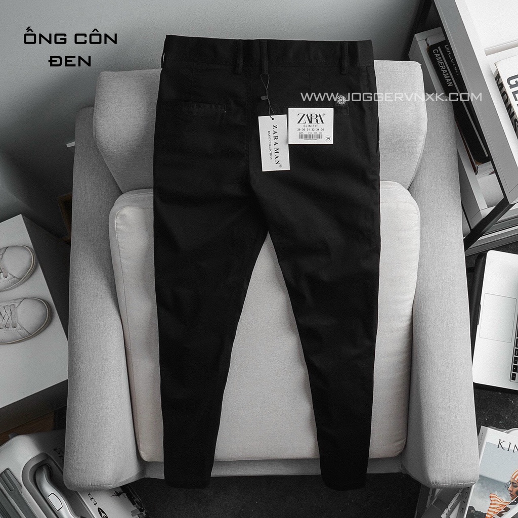 Quần Ống Côn, Quần Kaki Nam Nữ Ôm Dáng - Kaki Cao Cấp Za.r [Đen]