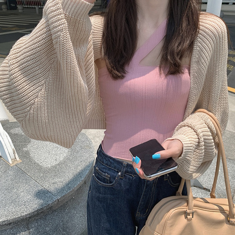 Áo Khoác Cardigan Dệt Kim Tay Cánh Dơi Phong Cách Hàn Quốc