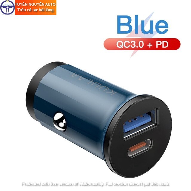 Tẩu sạc nhanh KUULAA tốc độ cao QC 3.0_2 cổng USB và USB+PD phụ kiện ô tô xe hơi cao cấp