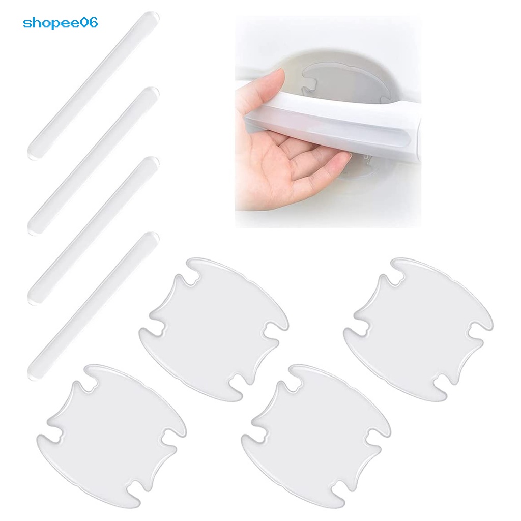 Set 8 Miếng Dán Trong Suốt Bảo Vệ Tay Cầm Cửa Xe Hơi Chống Trầy