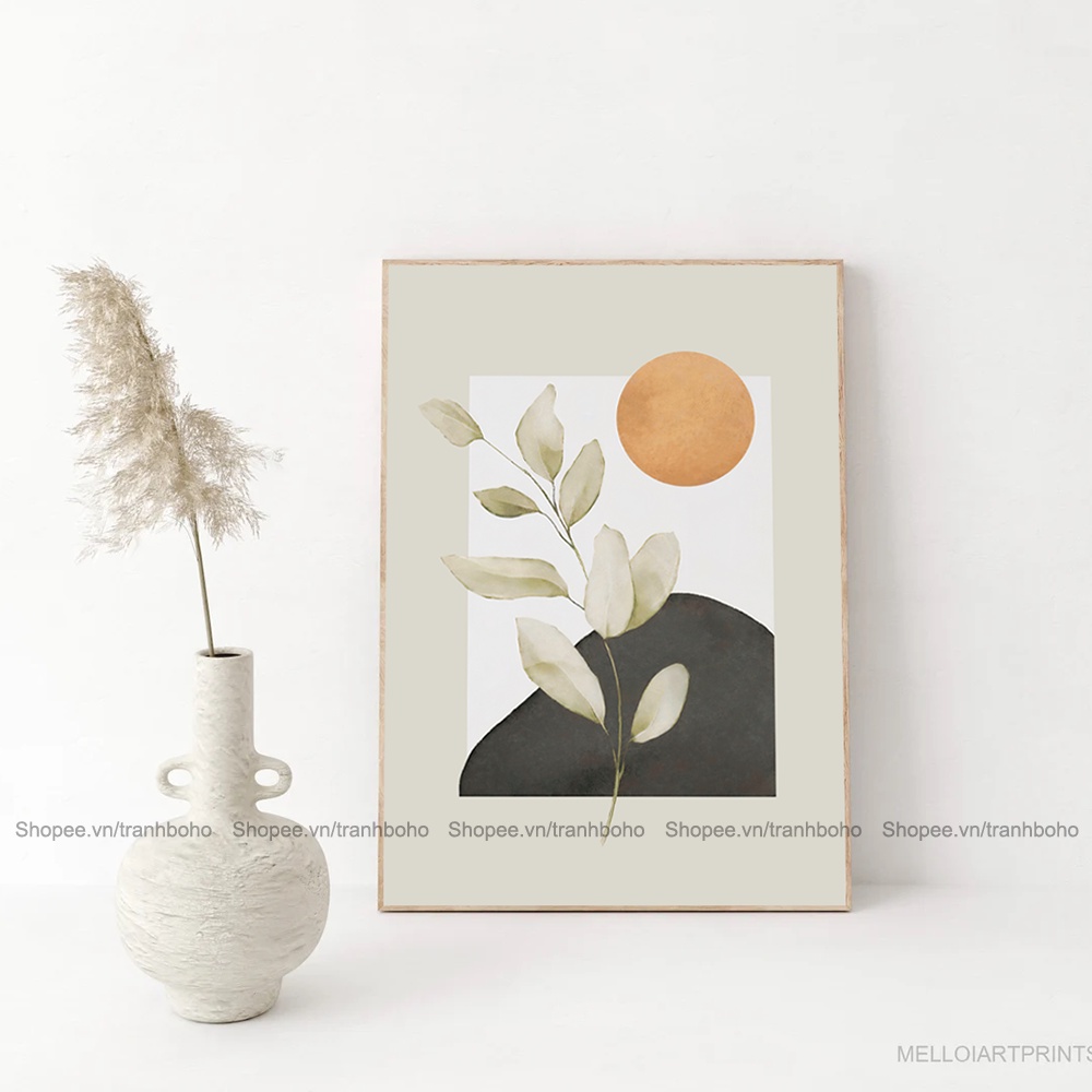 Tranh BOHO trừu tượng (size 50*70cm) - Tranh canvas treo tường phòng khách phòng ngủ, tặng đinh 3 chân treo tranh.