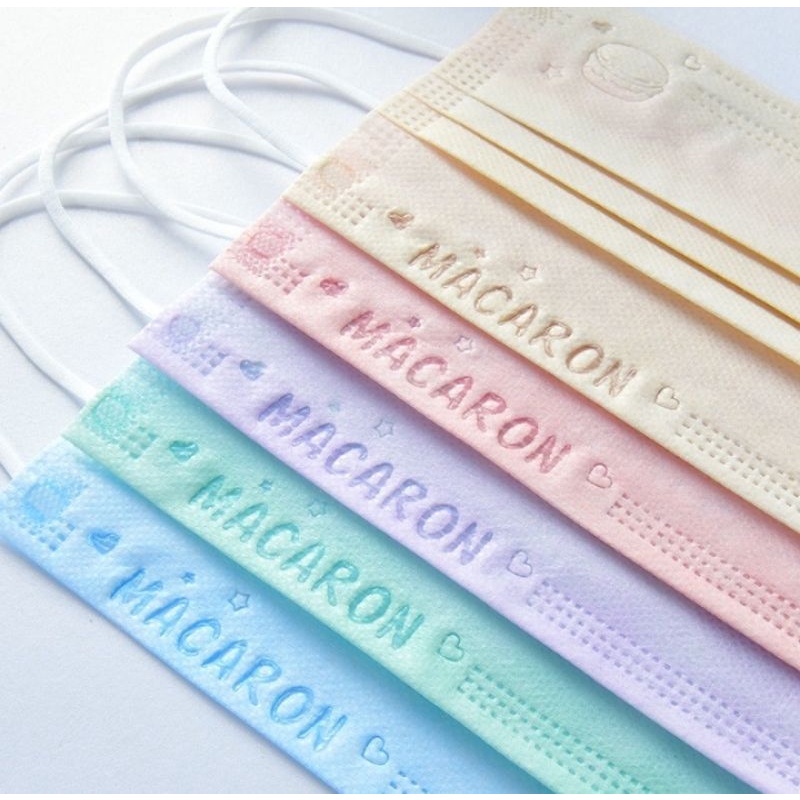 Set 5 cái khẩu trang 3 lớp MỎNG hoạ tiết bánh macaron sắc màu