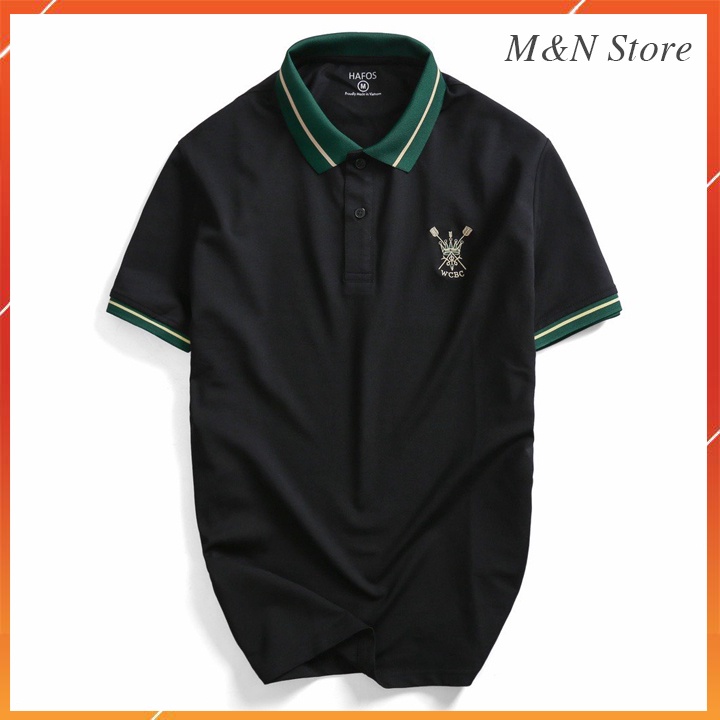 Áo polo nam tay ngắn cổ bẻ phối xanh vải cotton cá sấu thoáng mát