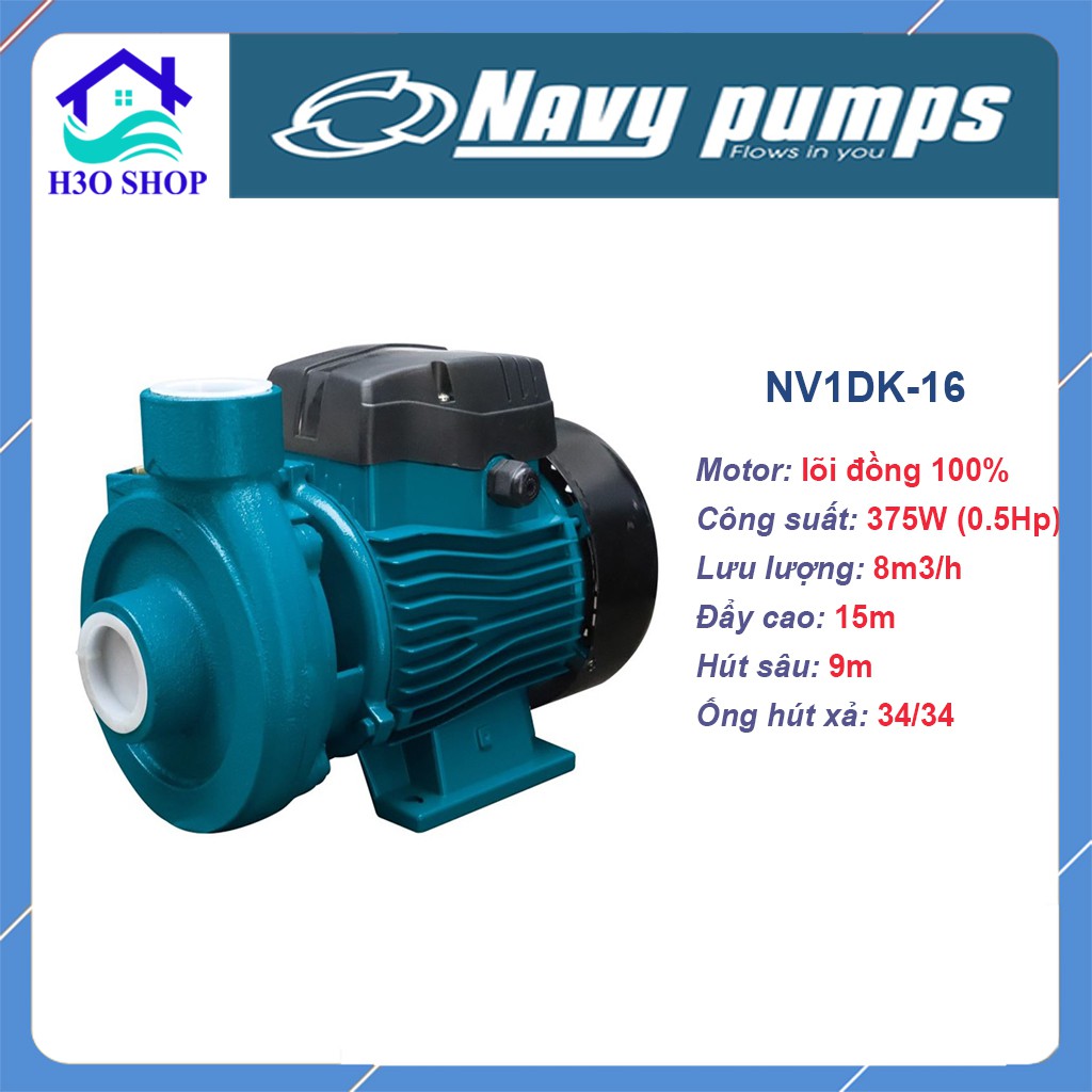 Máy Bơm Nước Hút Giếng NAVY NV1DK-16 - 375W - Hút Sâu 9-15m, Bơm Cao Áp, Máy Bơm Áp Lực