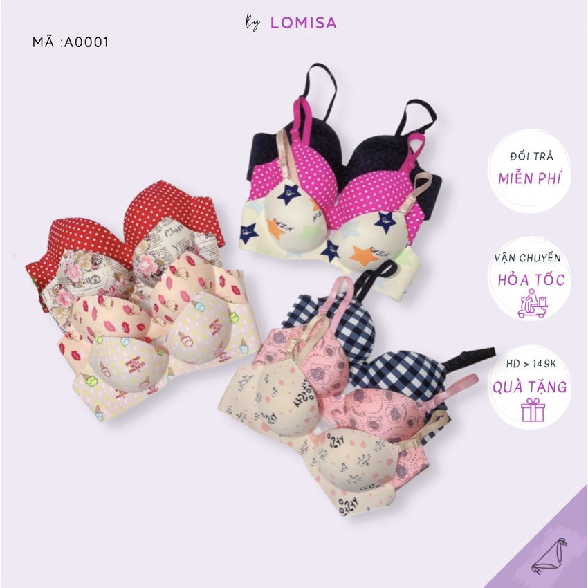 Áo lót nữ không gọng nâng ngực đúc su nhiều họa tiết - Thanh lý  By LOMISA - A0001