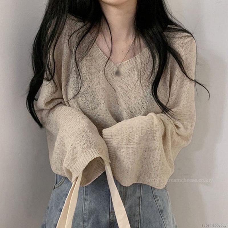 Áo len mỏng form rộng