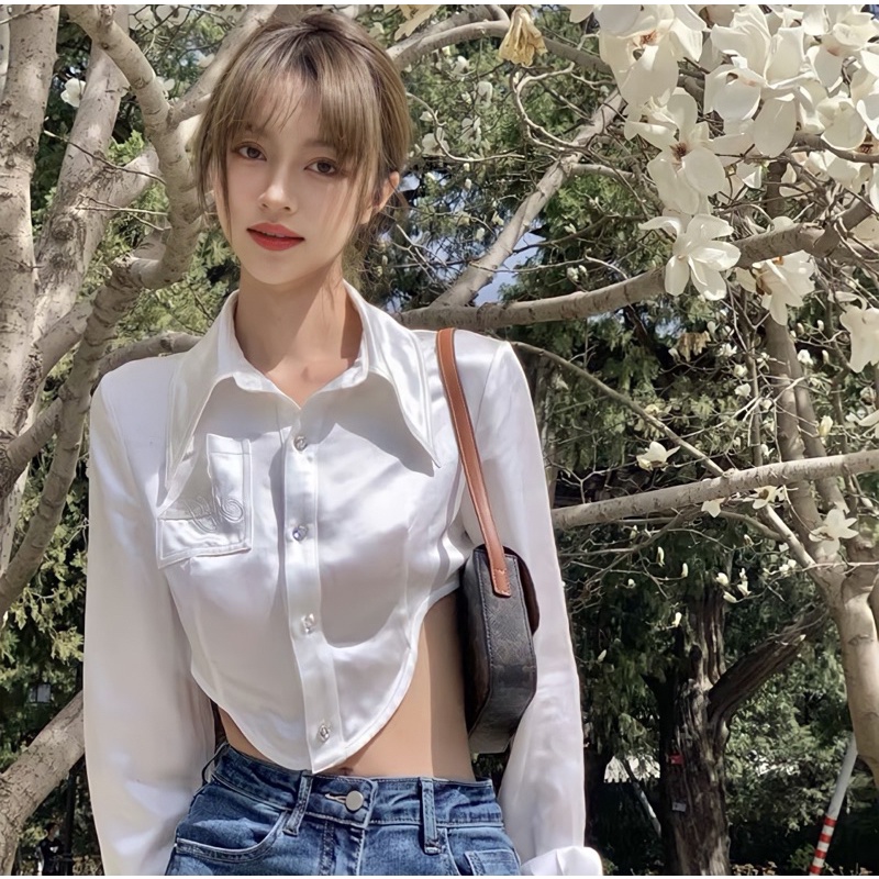 (FREESHIP) Áo Sơ Mi Lụa Khoét Eo Thiết Kế-Mẫu Hot Nhất Năm Nay Cho Nữ