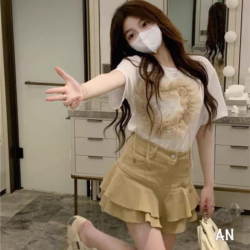 Chân váy jean tầng hàng QCL1