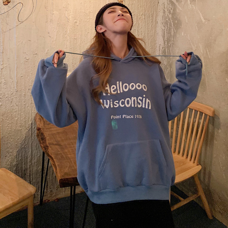 Áo Hoodie Dài Tay In Hoạ Tiết Chữ Kiểu Ulzzang Hàn Quốc Dành Cho Nữ | BigBuy360 - bigbuy360.vn