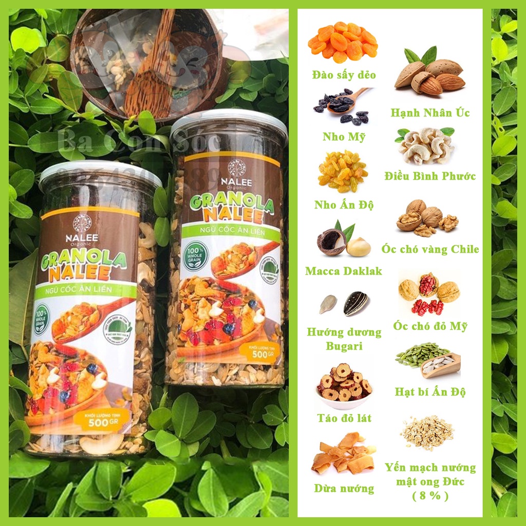Granola Siêu Hạt Ngũ Cốc Nalee Dinh Dưỡng cho Ăn kiêng giảm cân bà bầu đều dùng được Ba Con Sóc