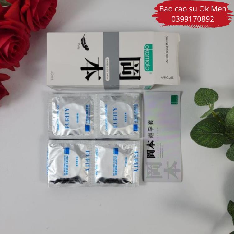 Bao Cao Su Okamoto Skinless Skin Purity, BCS Siêu Mỏng Tinh Khiết - Nhật Bản Hộp 10BCS